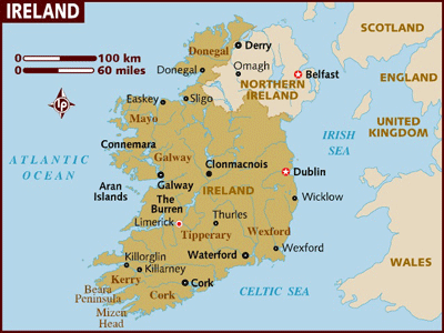 Irlande carte (Lonely Planet).