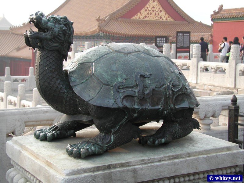 Bronze dragon-headed Tortoise Statue, entrance to Hall of Supreme Harmony, Запретный город, Пекин, Китай. 铜龟, 太和殿, 故宫.
