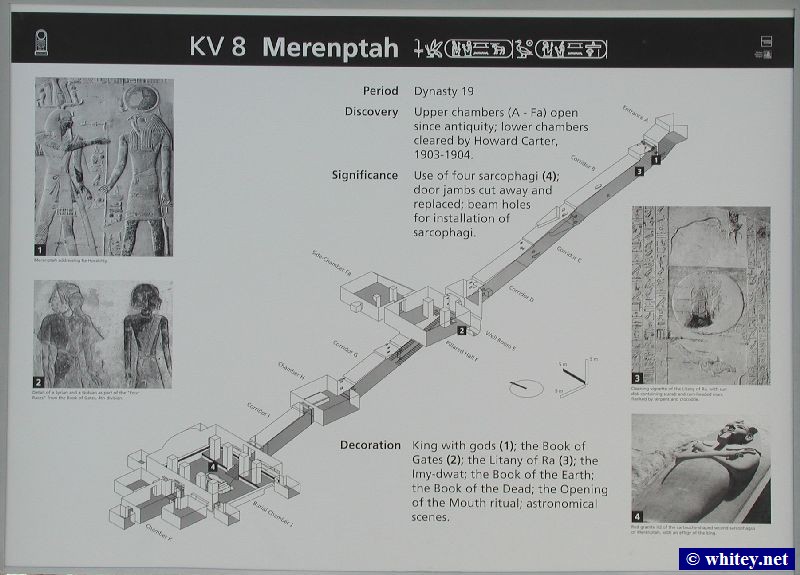 carte of the tomb of Pharaon Merneptah/Merenptah, Vallée des rois, Égypte.