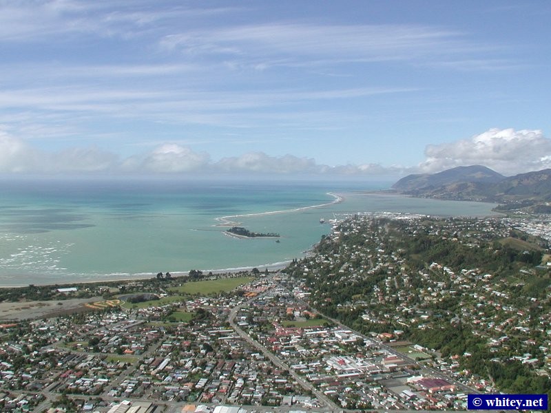 纳尔逊, 南岛, 新西兰 – Aerial view from a helicopter.